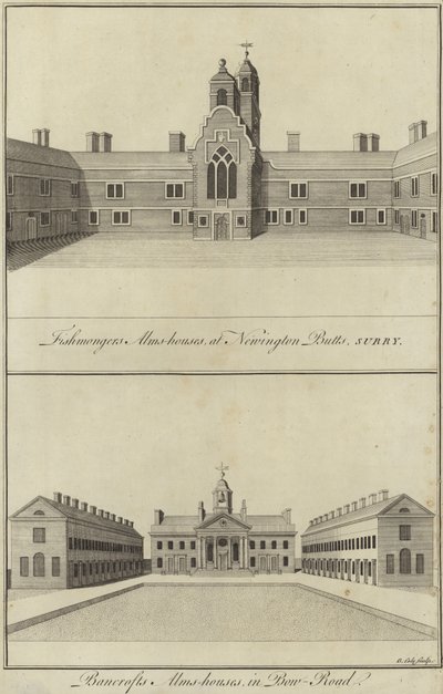 Fishmongers Almshouses, Newington Butts et Bancrofts Almshouses, Bow Road, Londres - English School