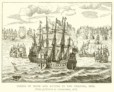 Flottes de Monk et Ruyter dans la Manche, 1666 - English School