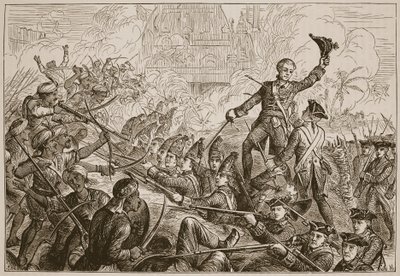 Défense de la redoute à Tanjore par Fletcher, illustration de Cassell