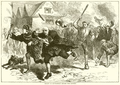 Fuite de Hutchinson devant les émeutiers - English School