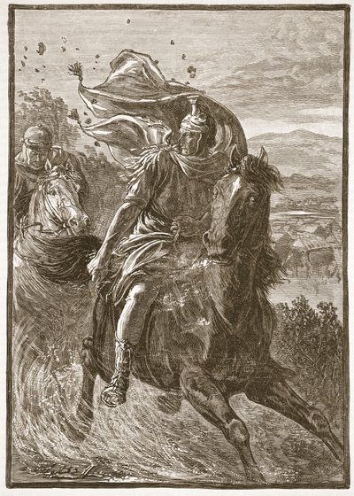 La fuite de Pompée du champ de bataille de Pharsale - English School