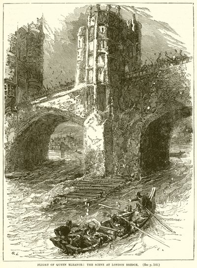 Fuite de la reine Éléonore : la scène au pont de Londres - English School