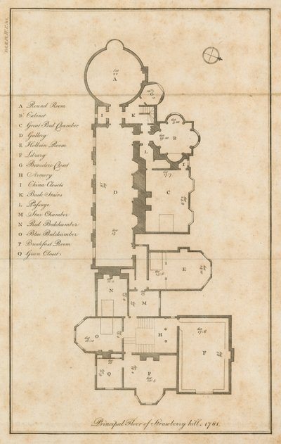Plan du rez-de-chaussée principal, Strawberry Hill, Londres - English School