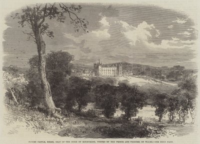 Floors Castle, Kelso, siège du Duc de Roxburghe, visité par le Prince et la Princesse de Galles (gravure) - English School