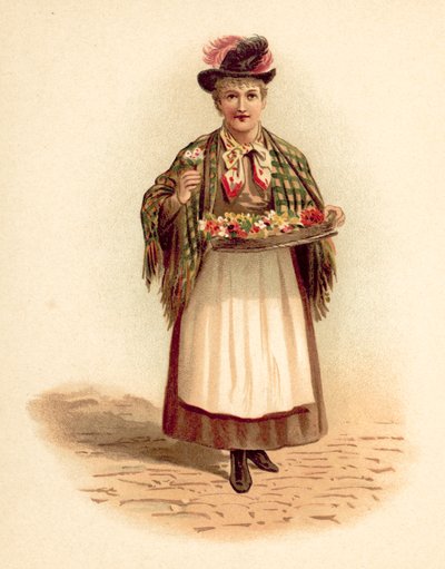 Vendeur de fleurs (chromolithographie) - English School
