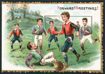 Match de football (En avant ! Salutations !), carte de Noël - English School