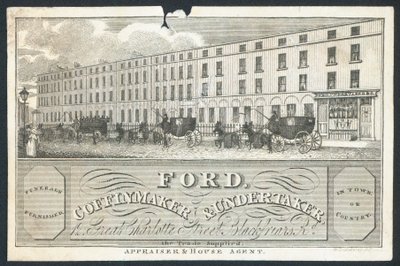 Ford, fabricant de cercueils et entrepreneur de pompes funèbres, carte de visite - English School