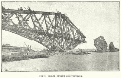 Pont Forth pendant la construction (gravure) - English School