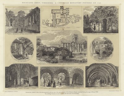 Abbaye de Fountains, Yorkshire, un monastère cistercien fondé en 1132 - English School