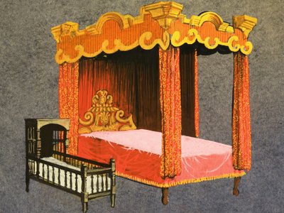 Lit à baldaquin et berceau - English School