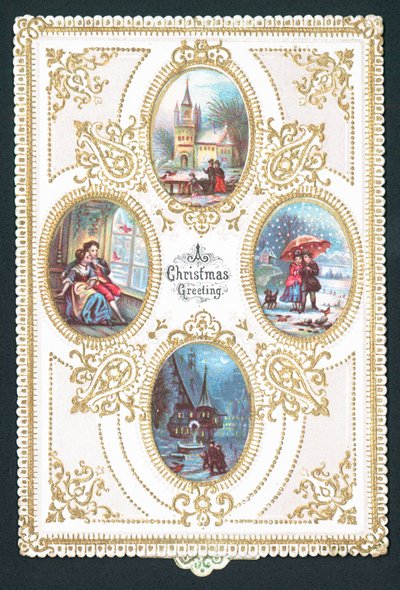 Quatre scènes de Noël, carte de Noël - English School