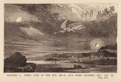 Quatrième ange sonnant de la trompette et obscurcissant le soleil, la lune et les étoiles (gravure) - English School