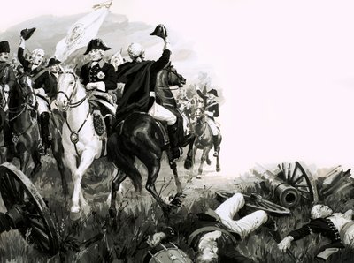 Frédéric le Grand, roi de Prusse, avec ses troupes en bataille - English School