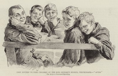Repas gratuits pour les enfants pauvres à la mission du roi Edward, Whitechapel - English School