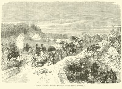 Les Français capturant des wagons de provisions prussiens avant Thionville, septembre 1870 - English School