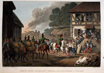 Troupes françaises en retraite et pillant un village - English School