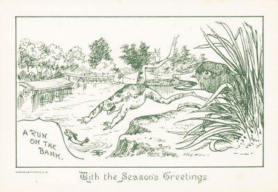 Grenouille sautant dans la rivière, Carte de Noël - English School