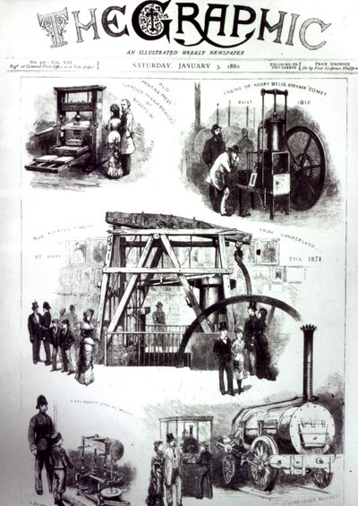 Couverture de The Graphic montrant des inventions importantes, 3 janvier 1880 - English School