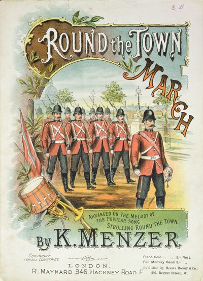 Couverture de la partition musicale pour Round the Town March, par K. Menzer - English School