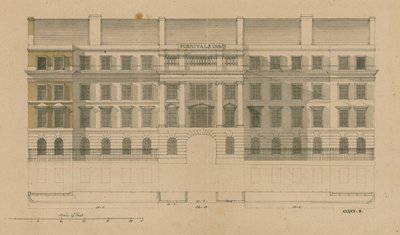Élévation frontale de Furnivals Inn, Holborn, Londres - English School