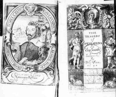 Frontispice de La Tragédie de Messaline par Nathanael Richards, pub. en 1640 - English School