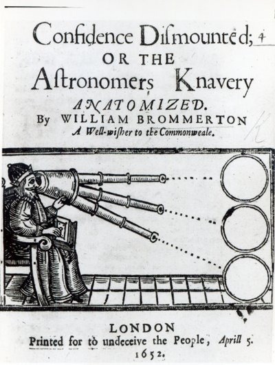 Frontispice de Confidence Dismounted; or the Astronomers Knavery Anatomized par William Brommerton, publié en 1652 - English School