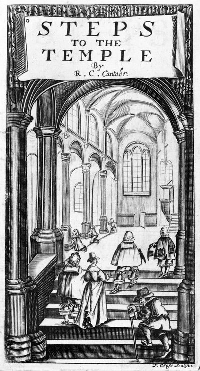Frontispice de Steps to the Temple par Richard Crashaw, gravé par J. Cross, 1648 - English School