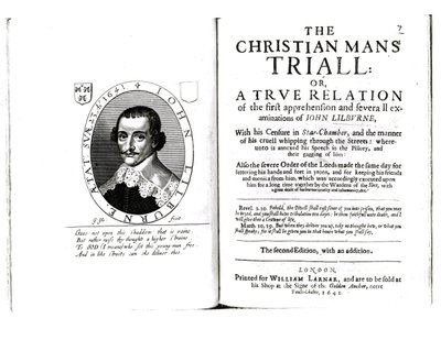 Frontispice de The Christian Mans Trial par John Lilburne (c.1614-57) 1641 - English School
