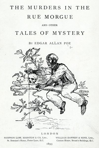 Frontispice de Les Meurtres de la rue Morgue et autres contes de mystère par Edgar Allan Poe, publié en 1893 - English School