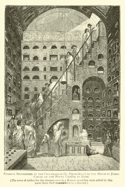 Solemnités funéraires dans le columbarium (lit Maison des pigeons) de la maison de Jules César à la Porta Capena à Rome - English School