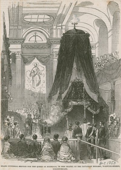 Funérailles de la reine du Portugal, dans la chapelle de l