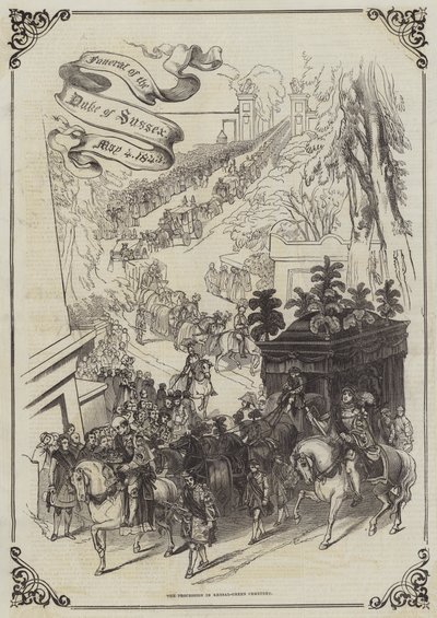 Funérailles du duc de Sussex, 4 mai 1843, la procession au cimetière de Kensal-Green - English School
