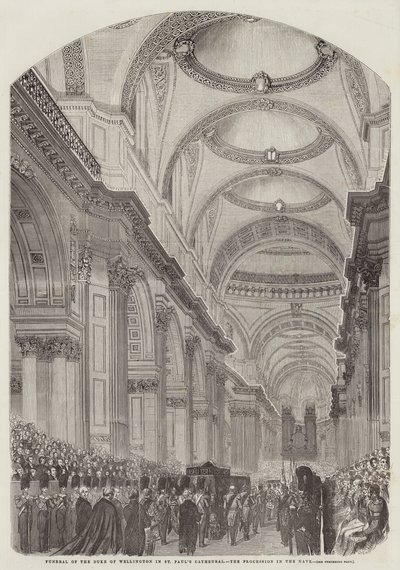 Funérailles du duc de Wellington à la cathédrale Saint-Paul, la procession dans la nef - English School