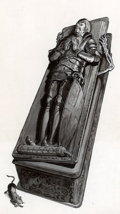 Monument funéraire avec squelette sortant - English School