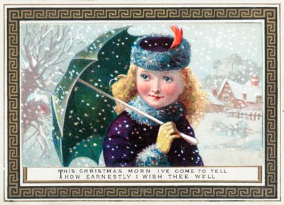 Fille tenant un parapluie dans la neige - English School