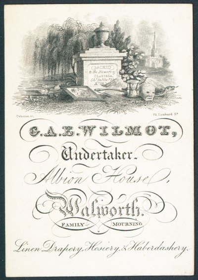 G A E Wilmot, entrepreneur de pompes funèbres, carte de visite - English School