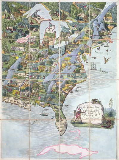 Jeu de la Bannière Étoilée ou Émigrants aux États-Unis, jeu de société c.1860 - English School