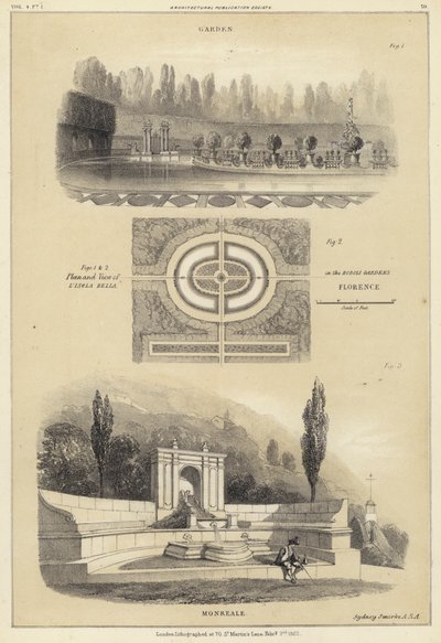 Jardins : Isola Bella dans les jardins de Boboli, Florence, et Monreale, Italie - English School