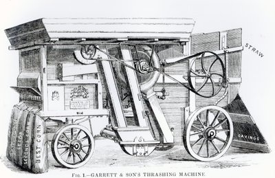 Machine combinée de battage et de nettoyage brevetée Garrett and Sons - English School