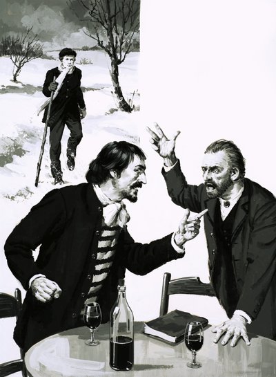 Gauguin et Van Gogh se disputant - English School