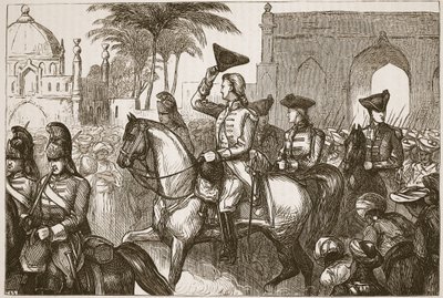 Le général Goddard entrant à Surat, illustration de Cassell
