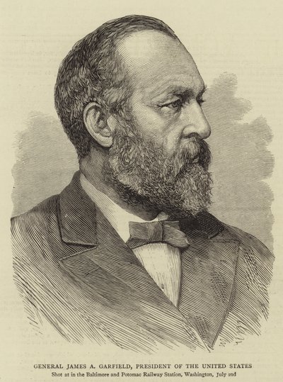 Général James A Garfield, président des États-Unis (gravure) - English School