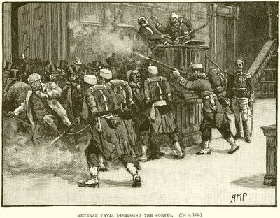 Général Pavia renvoyant les Cortes - English School