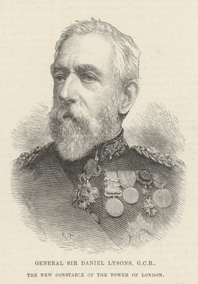 Le général Sir Daniel Lysons, GCB, le nouveau connétable de la Tour de Londres - English School
