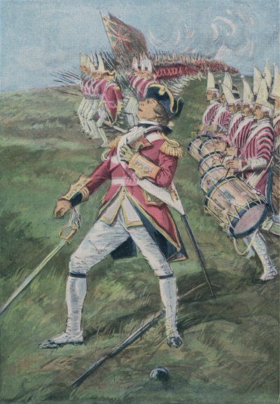 Le général Wolfe blessé à la bataille de Québec, Canada, 1759 - English School