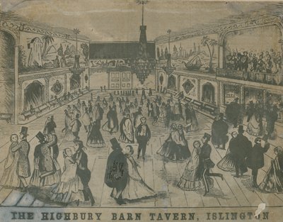 Vue générale des gens à la taverne de Highbury Barn - English School