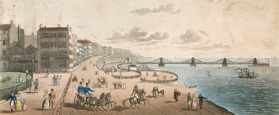 Vue générale des gens sur le front de mer à Brighton - English School