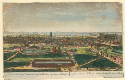 Vue générale de la ville de Londres prise depuis le Bowling Green à Islington - English School