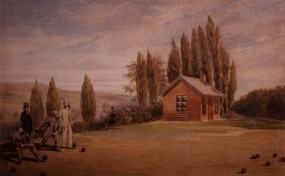 Messieurs jouant aux boules, vers 1880 - English School
