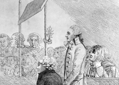 George Barrington dessiné sur le vif pendant son procès à l